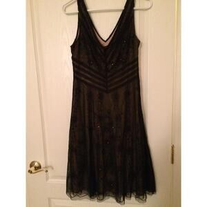 Gorgeous BCBGMaxazria Petites Black Dress Beaded Beads 4P EUC